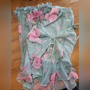 Slumberist Diamond Heart & Jacquard Jacquard Camisole Top With Long Pants Large